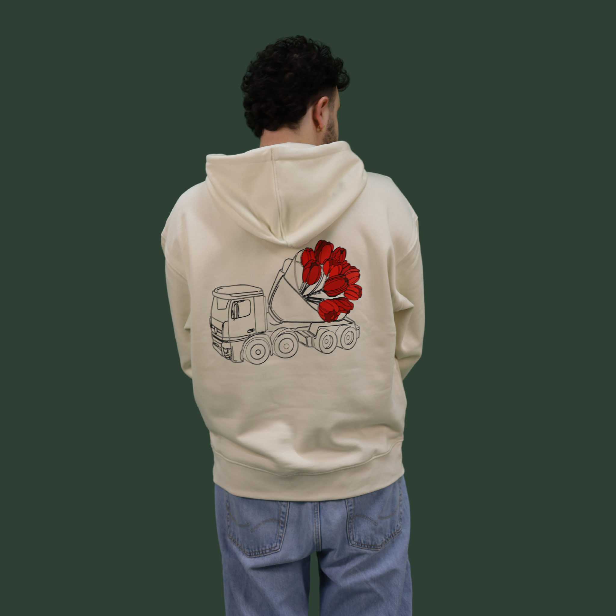 Hoodie Camion à tulipes – Conduite fleurie OVERSIZE